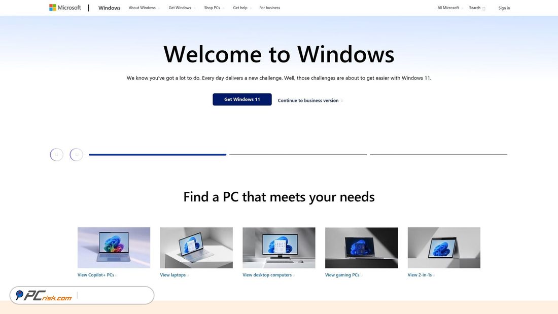 Screenshot von windows.com