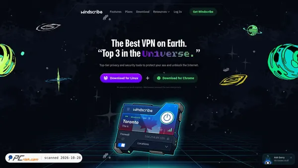 Captura de windscribe.com