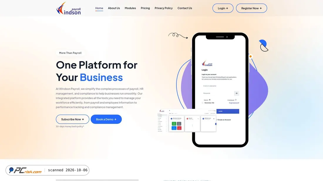 Screenshot of windsonpayroll.com