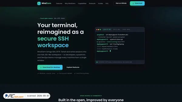 Screenshot di windterm.io