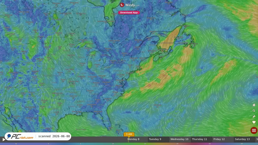 Screenshot di windy.com