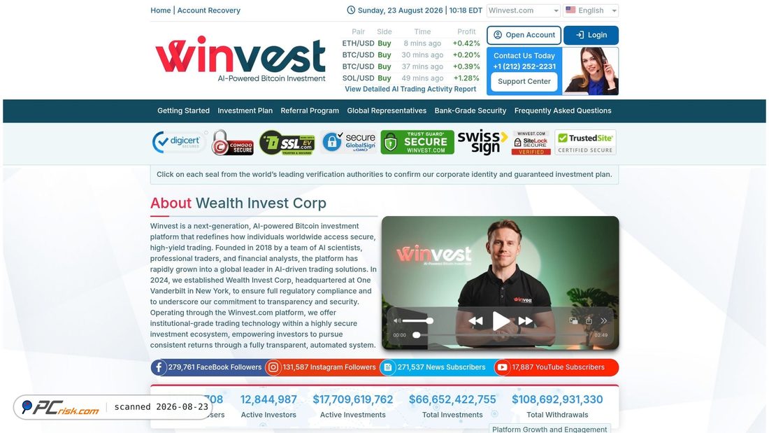 Screenshot von winvest.com