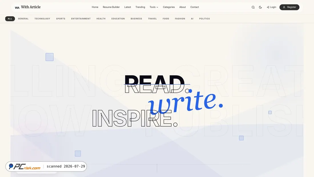 Screenshot of witharticle.com