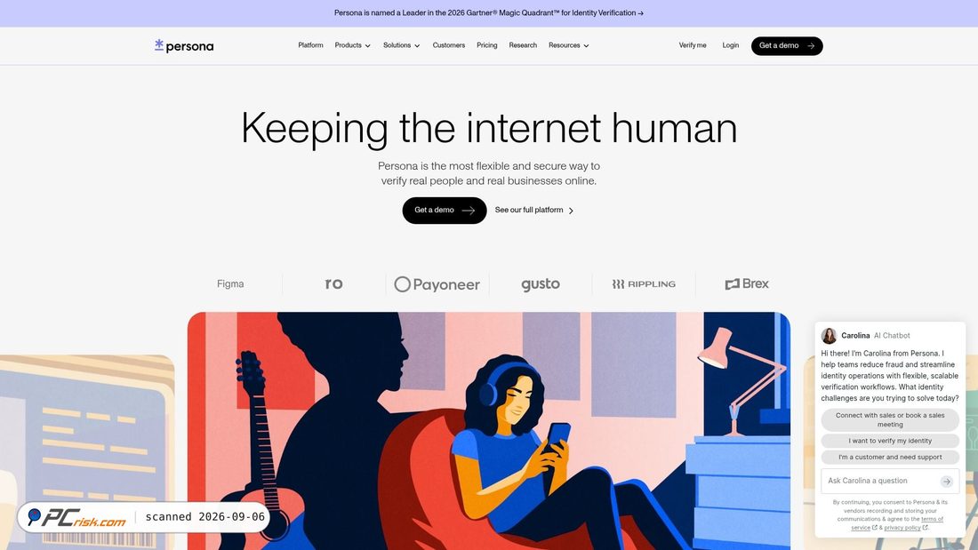 Screenshot von withpersona.com