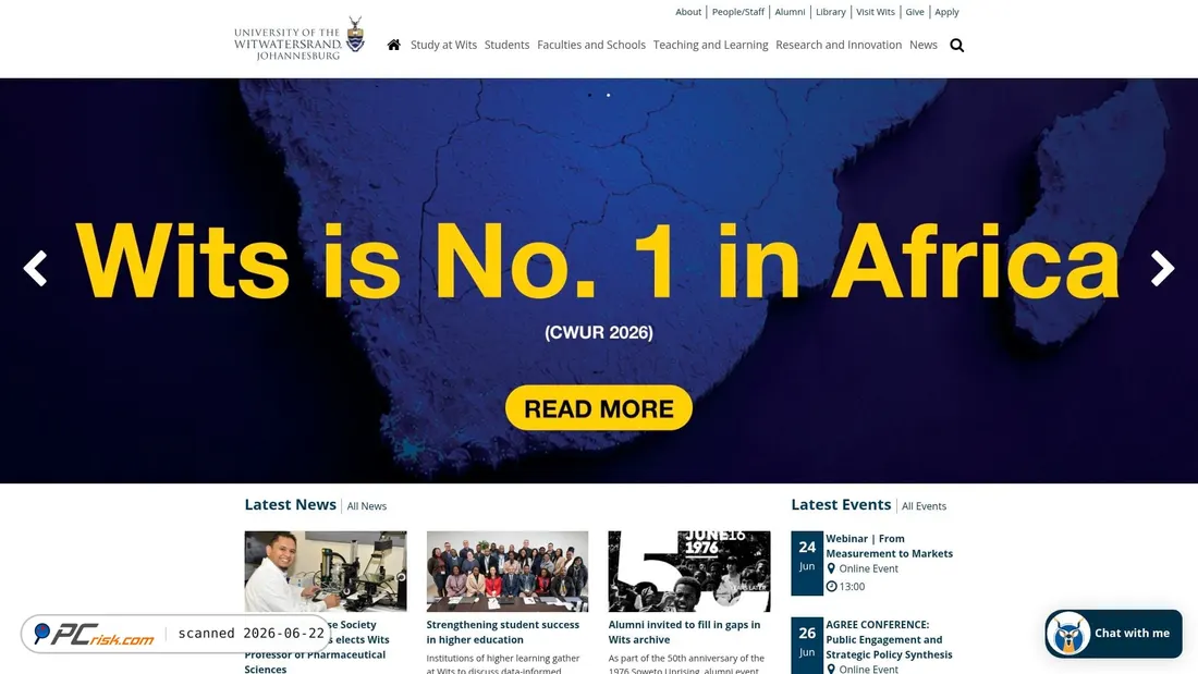 Screenshot of wits.ac.za