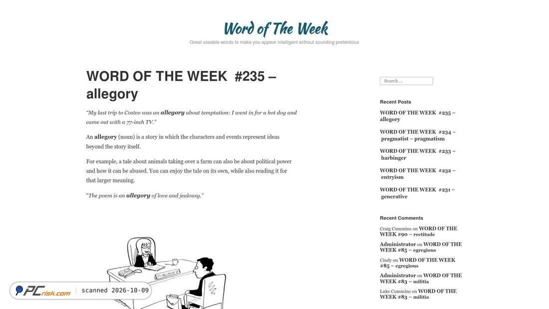 Captura de ecrã de wordofweek.com