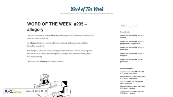 Captura de ecrã de wordofweek.com