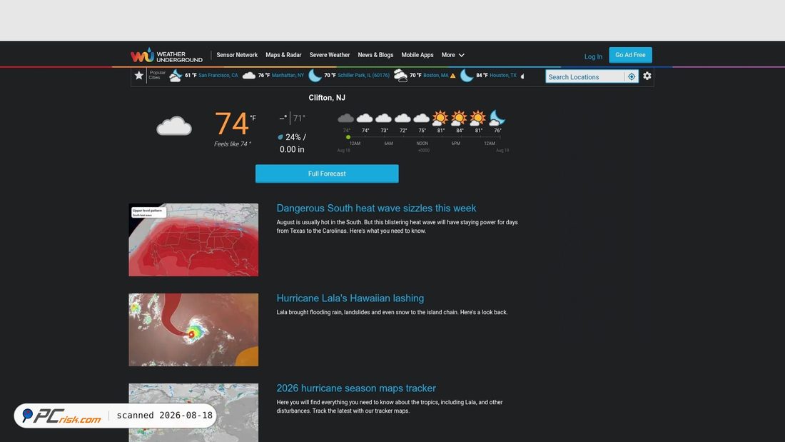 Screenshot von wunderground.com