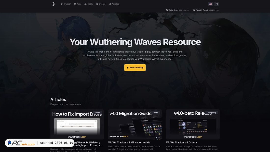 Zrzut ekranu wuwatracker.com