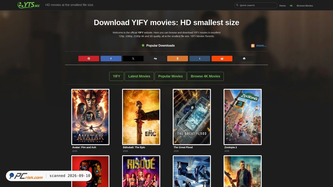 Screenshot of www13.yts.lu