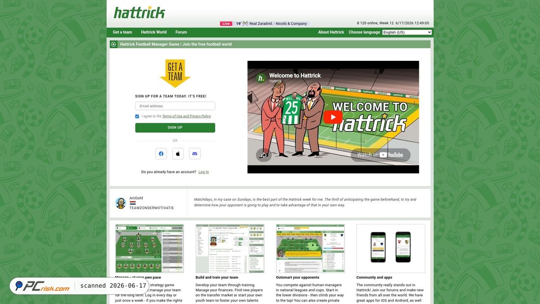 Screenshot of www83.hattrick.org