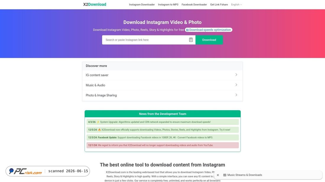 Zrzut ekranu x2download.com