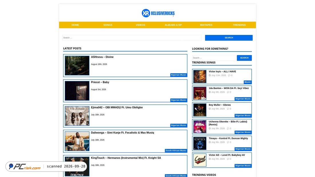 Captura de ecrã de xclusiverocks.com