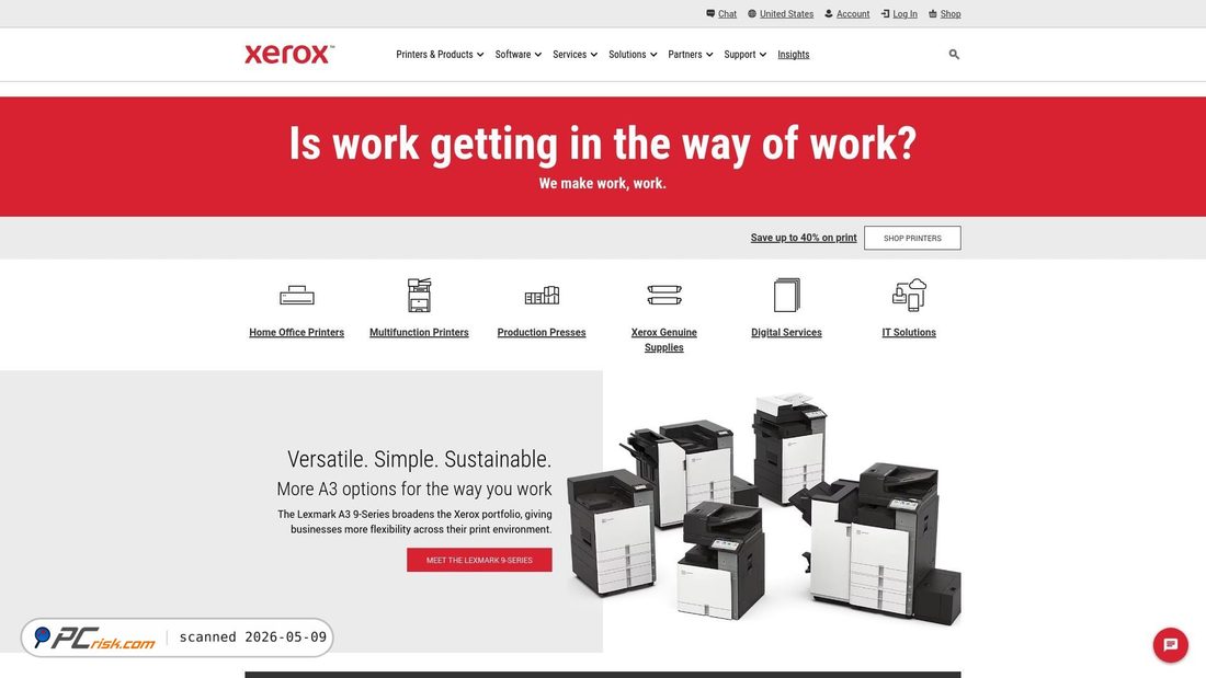 Captura de pantalla de xerox.com