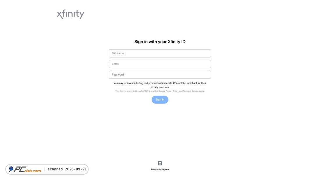 Captura de ecrã de xfinity-updateform.square.site