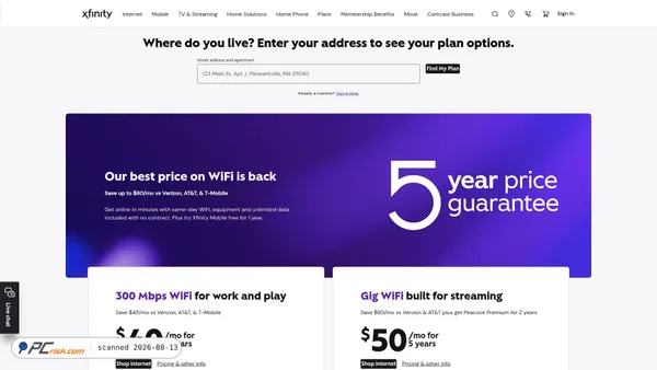xfinity.com screenshot