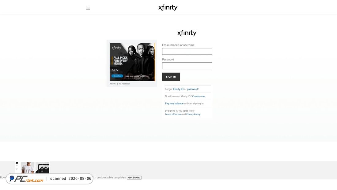 Zrzut ekranu xfinityloginservice.weebly.com