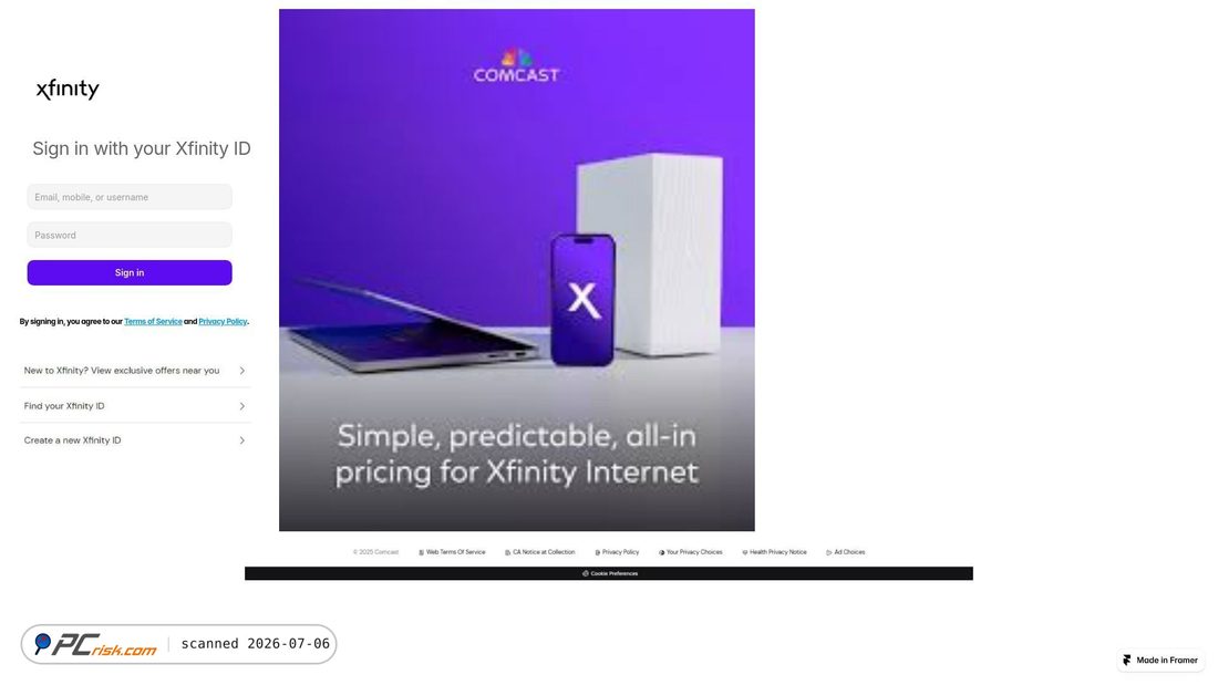 Screenshot of xfinitymaill.framer.website