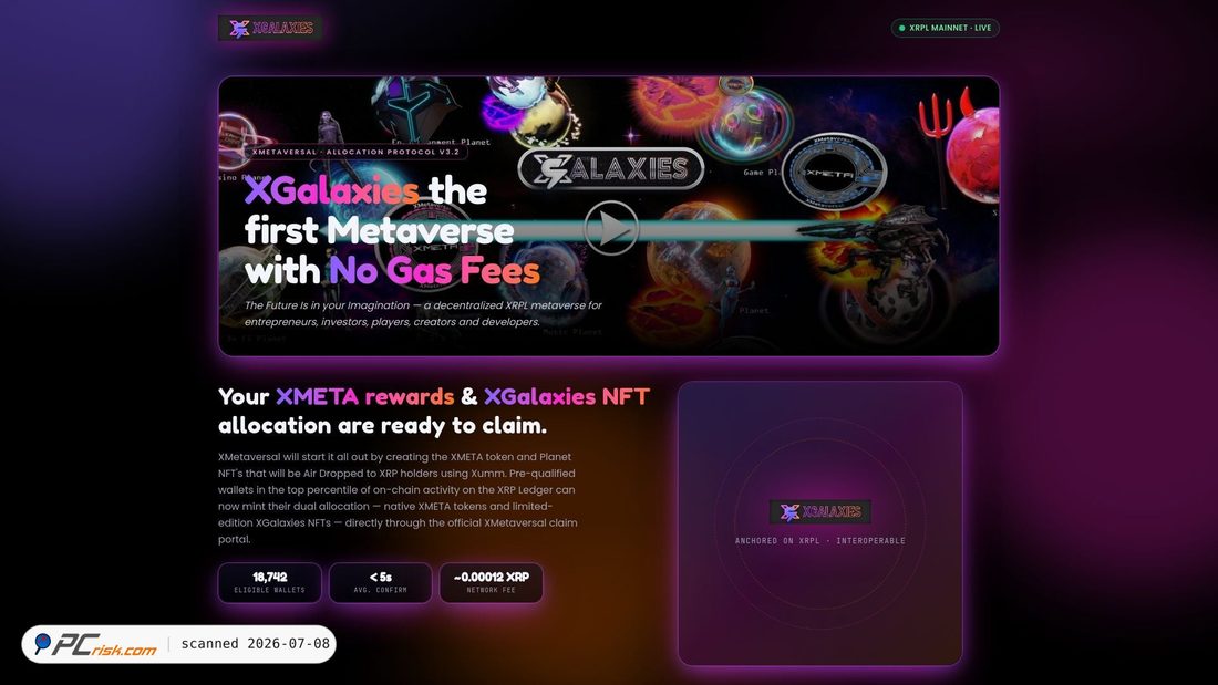 Screenshot of xgalaxymetaverse.com