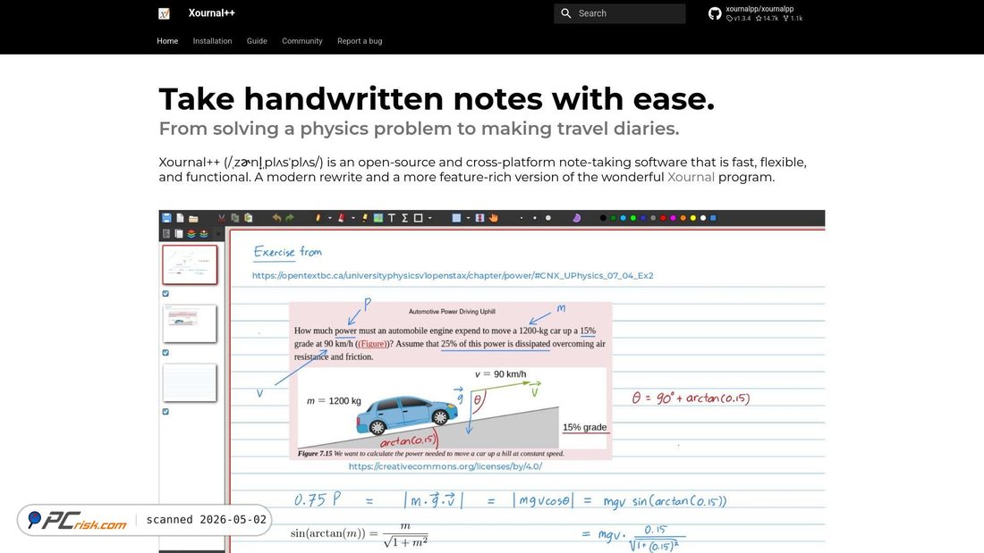 Screenshot von xournalpp.github.io
