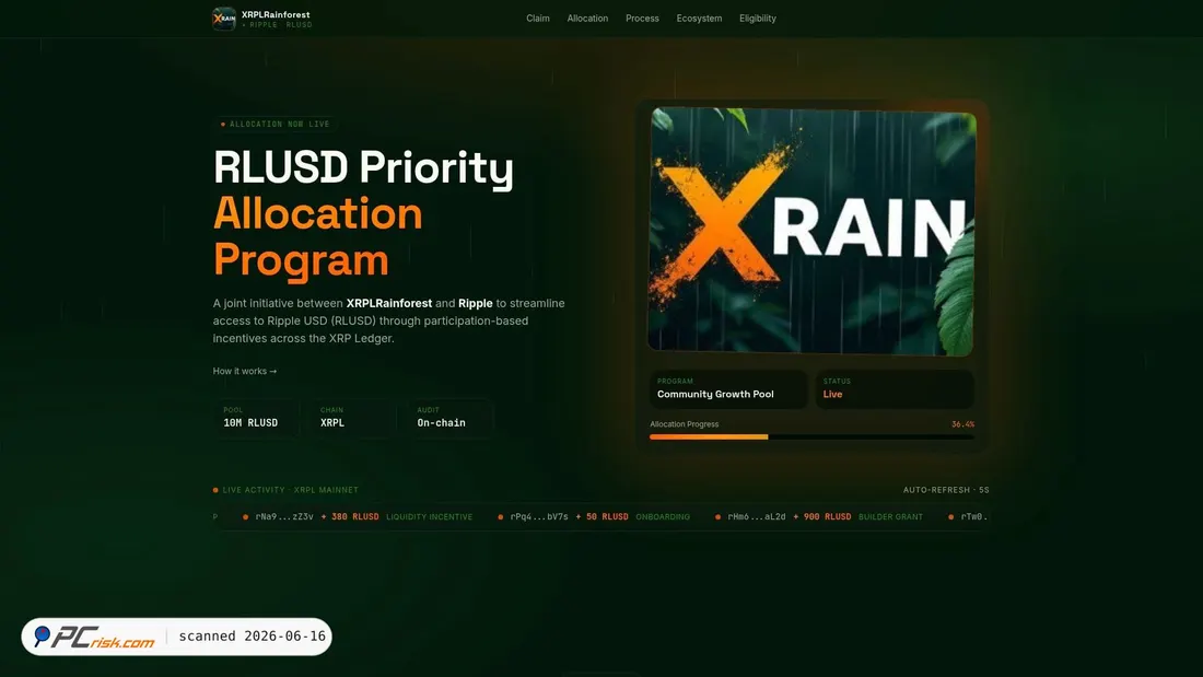 Zrzut ekranu xrplrainforests-rlusd.com