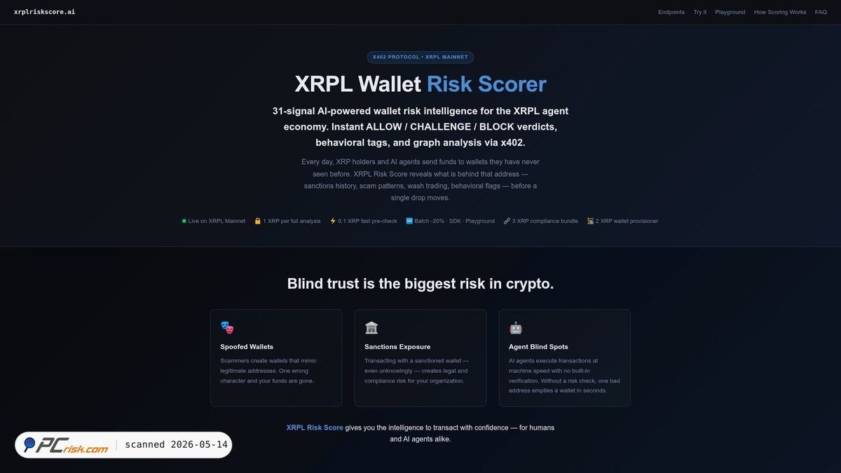 Is xrplriskscore.ai Safe? Security Scan Report | PCrisk