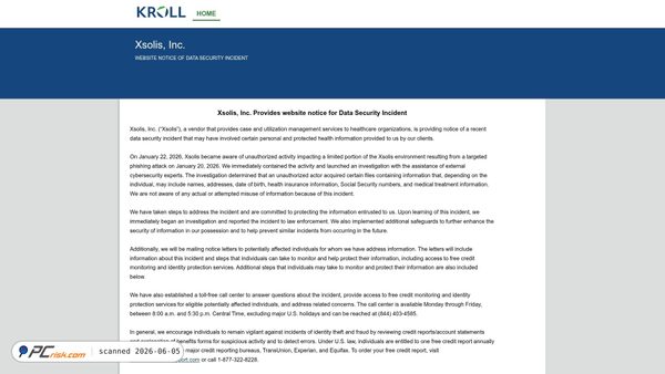 xsolisdataincident.com screenshot