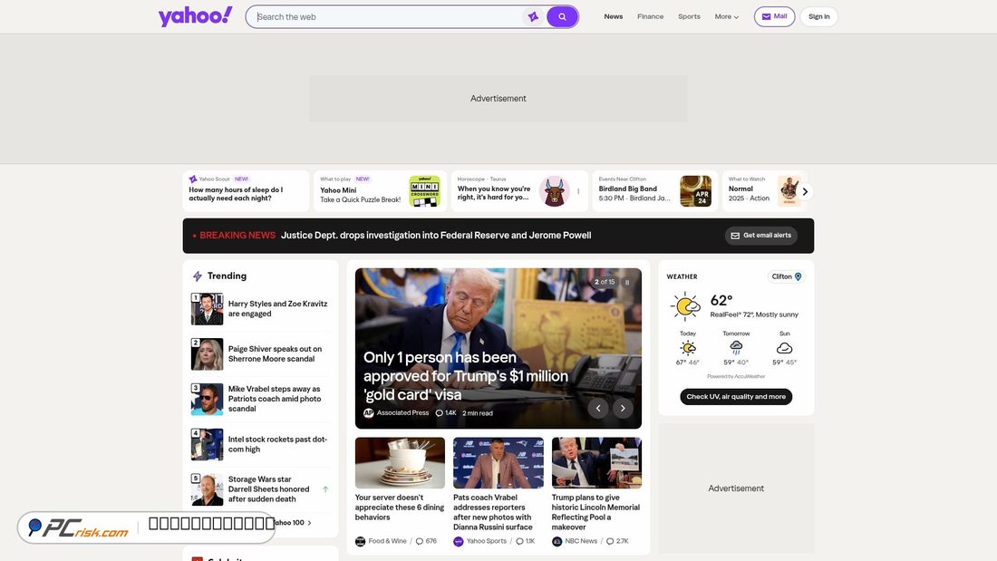 Capture d’écran de yahoo.com
