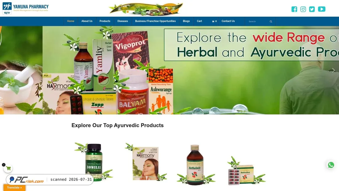 Screenshot of yamunapharmacy.com