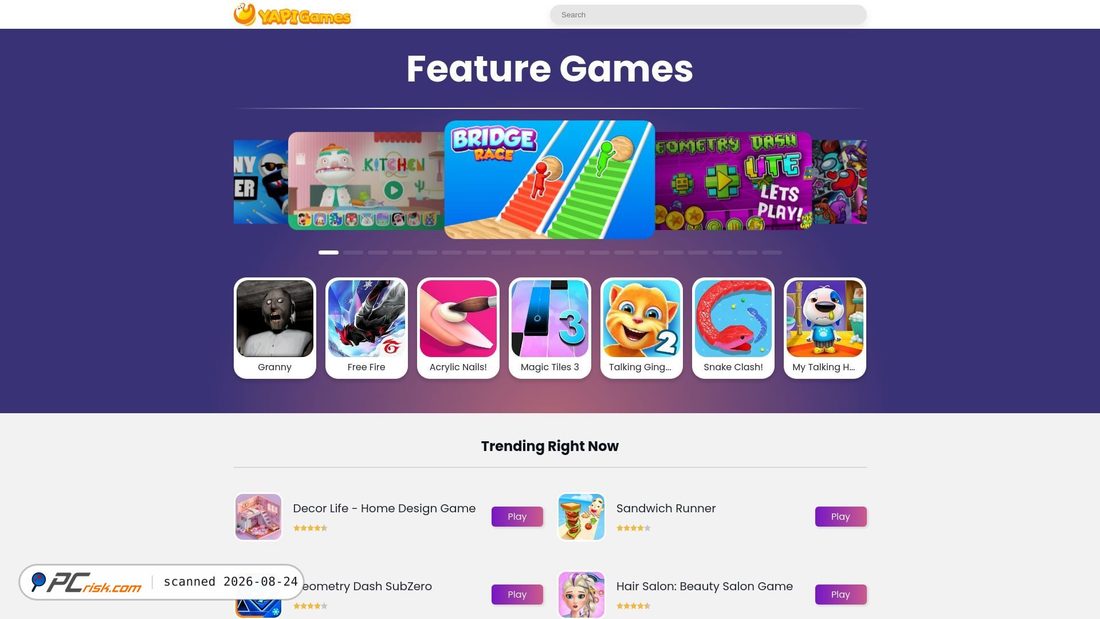 Screenshot di yapigames.com