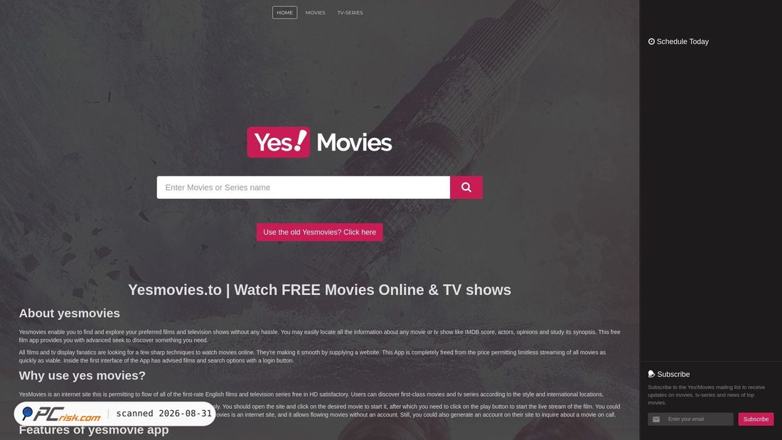 Screenshot di yesmovies.ag