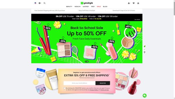 Screenshot di yesstyle.com