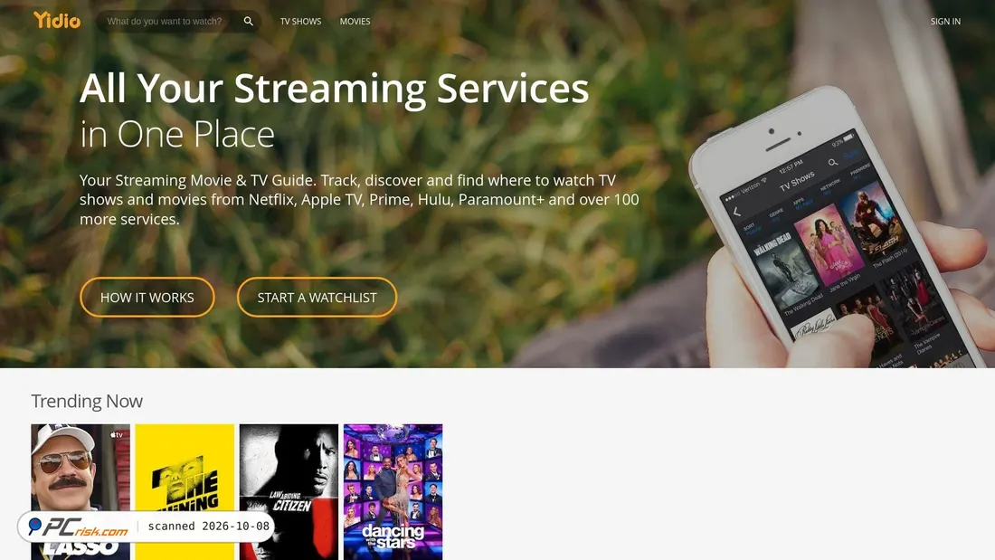 Screenshot of yidio.com