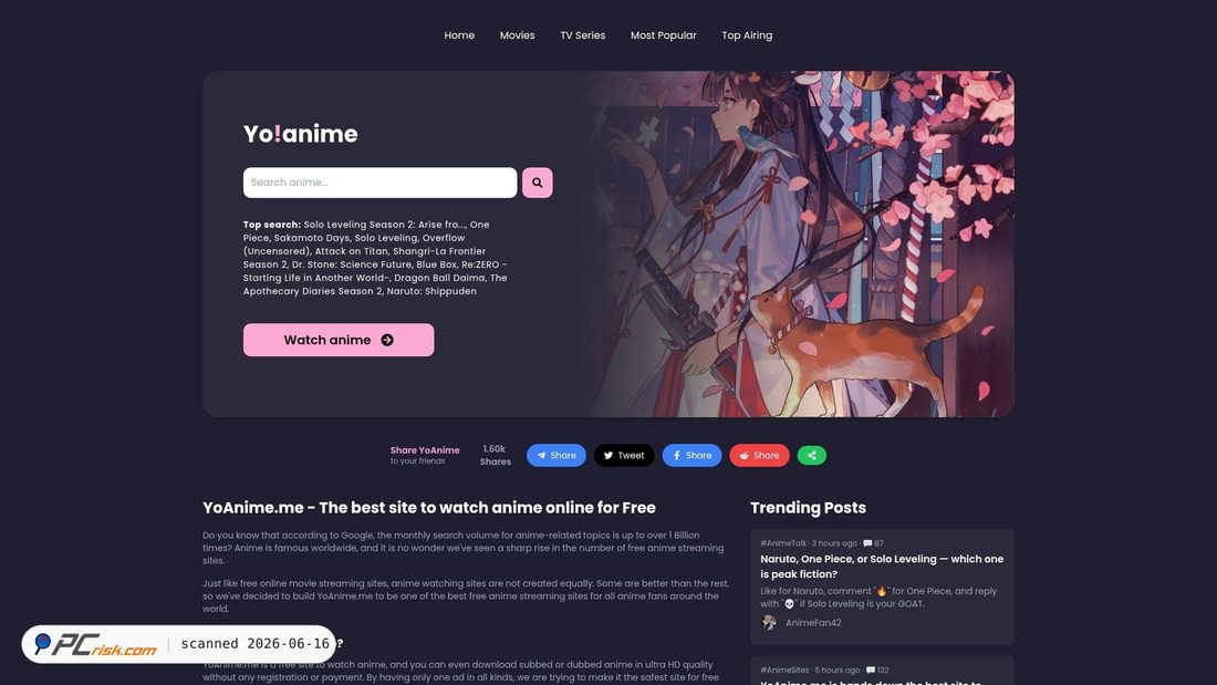 Screenshot of yoanime.me