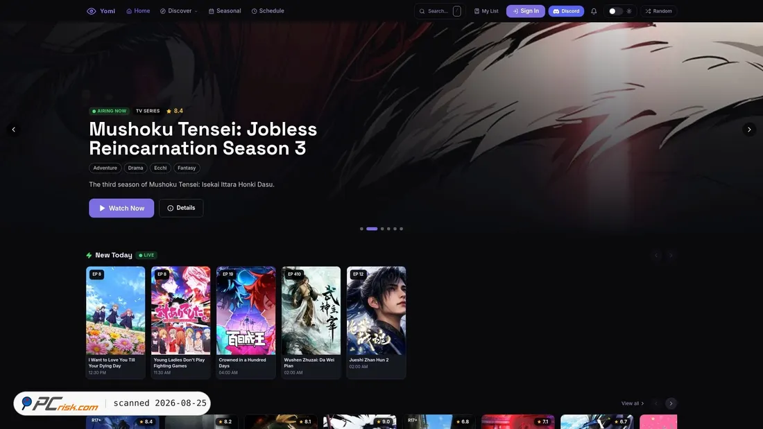 Screenshot di yomi.to