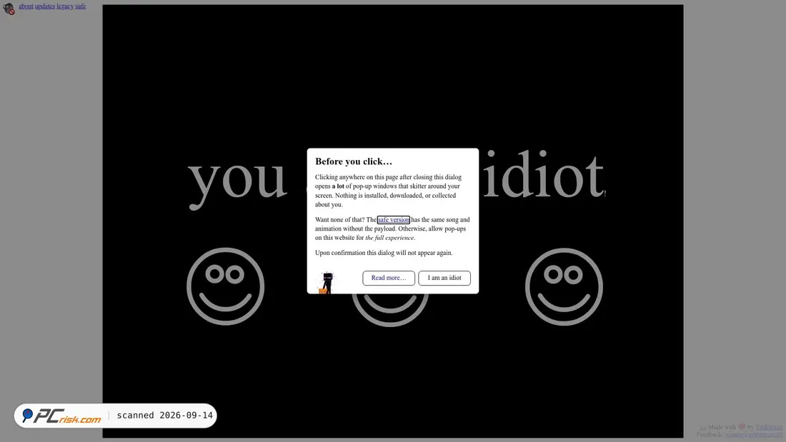 Screenshot of youareanidiot.cc