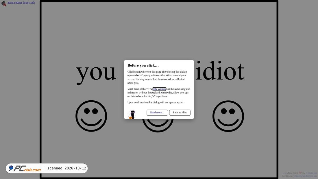 Captura de ecrã de youareanidiot.cc