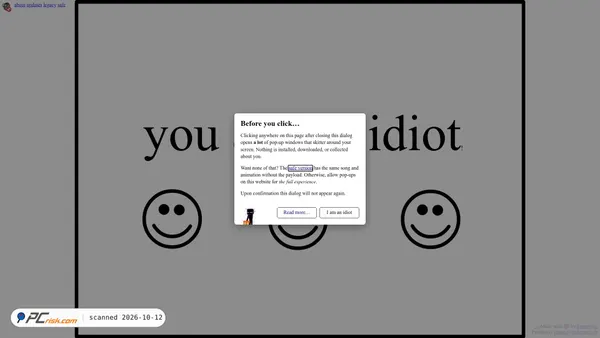 Captura de ecrã de youareanidiot.cc