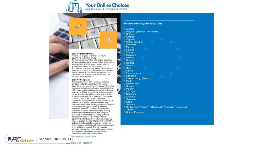 Screenshot von youronlinechoices.com