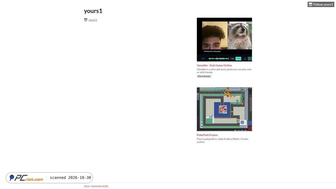 Screenshot von yours1.itch.io