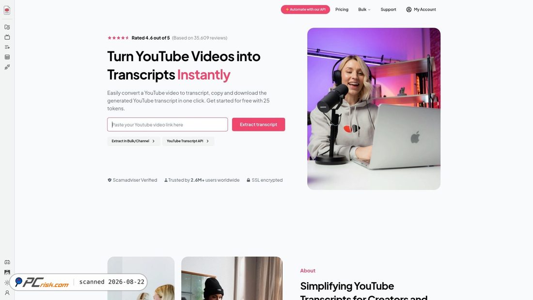 Screenshot von youtube-transcript.io