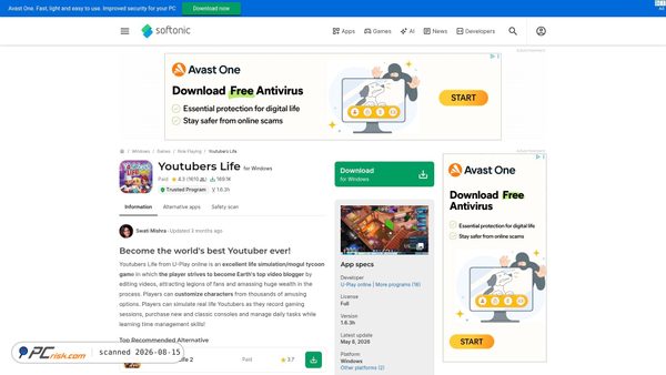 Capture d’écran de youtubers-life.en.softonic.com