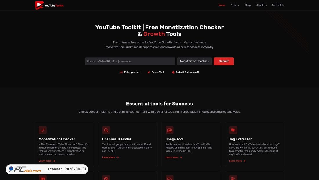 Screenshot von youtubetoolkit.com