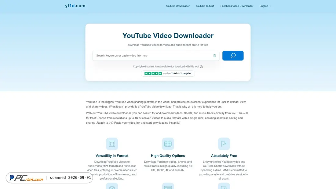 Screenshot of yt1d.net