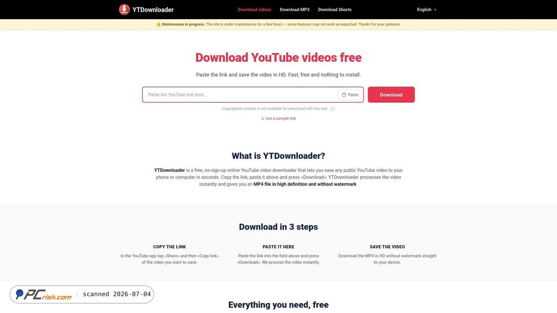 Screenshot of ytdownloader.net
