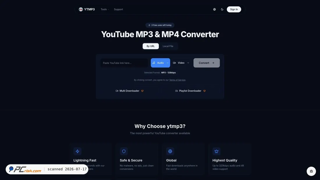 Screenshot of ytmp3.co.uk
