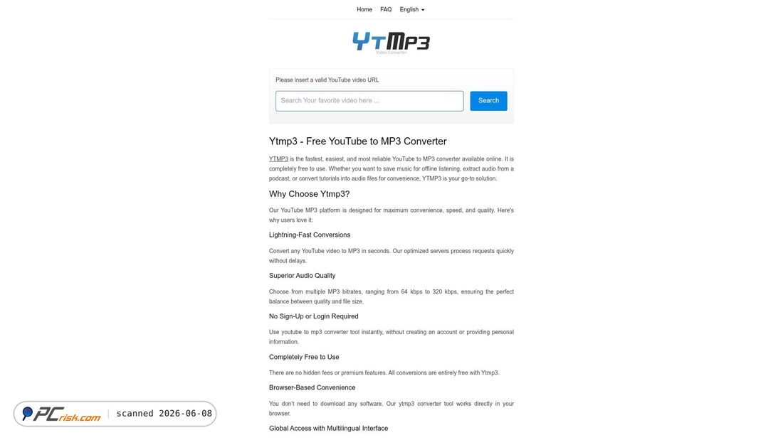 Screenshot of ytmp3.tube