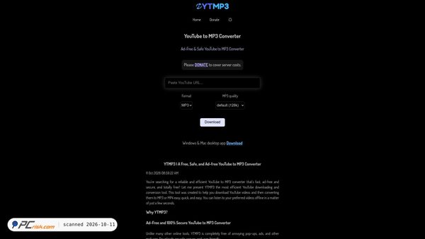 Screenshot van ytmp3.ws
