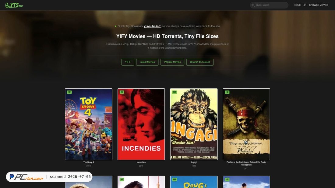 Screenshot of yts-subs.info