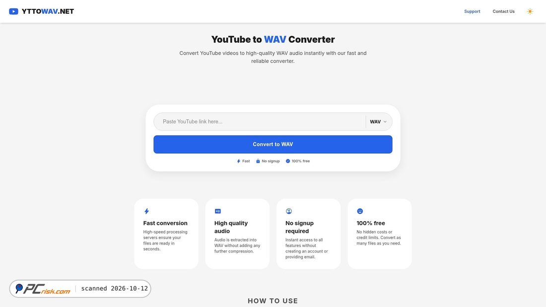 Screenshot di yttowav.net
